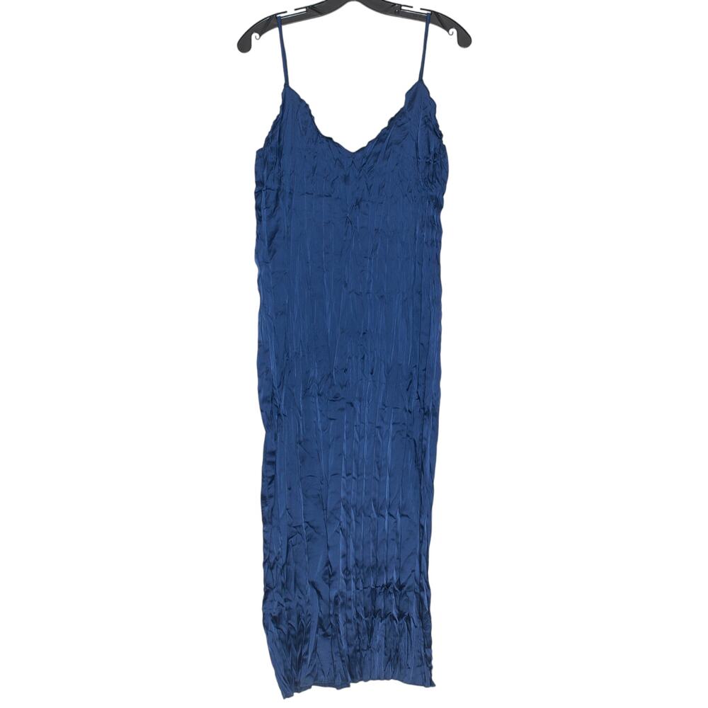 NWT Zara Dress Slip Midi Blue M Spaghetti Strap Minimalist 90s Y2K Date Night